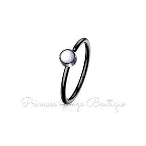 Black Illuminating Stone Bendable Hoop Nose Septum‎ Ring